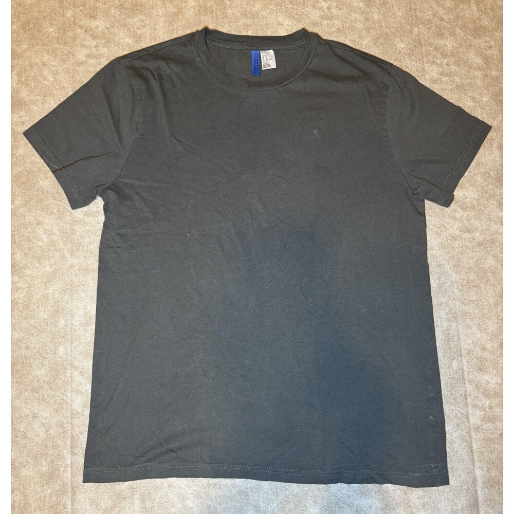 H&M H & M Divided Loose Box Fit Black Solid T Shirt Sz MEDIUM Dark Grey / Black